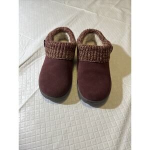 Clarks Women Size 7 Shoes Purple Leather Suede Fur Lined Clogs Slippers‎ Mules